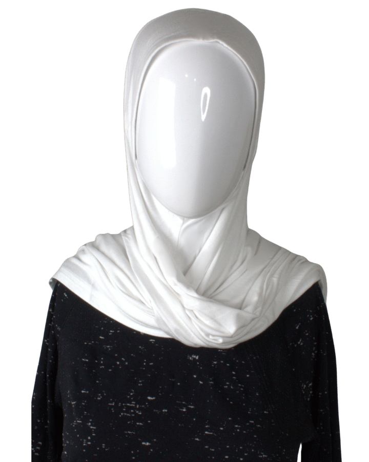 Instant hijab in white.  This is made from premium Japanese jersey material and it's designed for ultimate comfort throughout the day | Lina Zibdeh