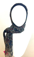 Shimmer Navy & Beige Paisley Patterned Scarf