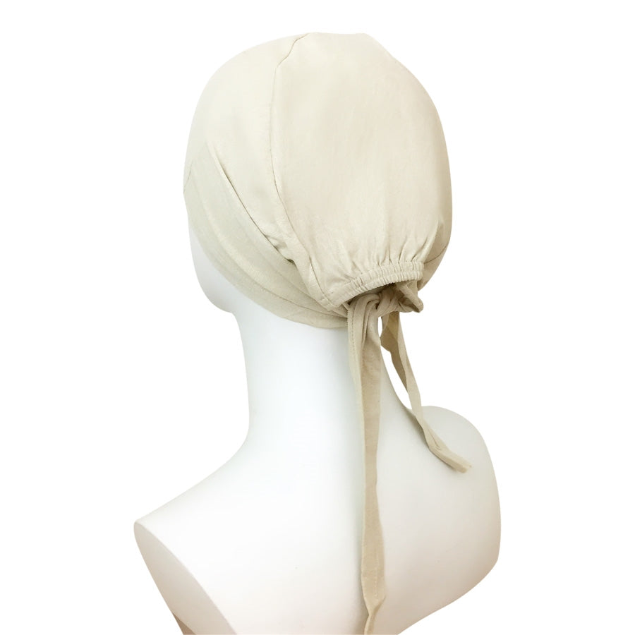 Hijab Beige Tie Back Bonnet - Turlu Fabric