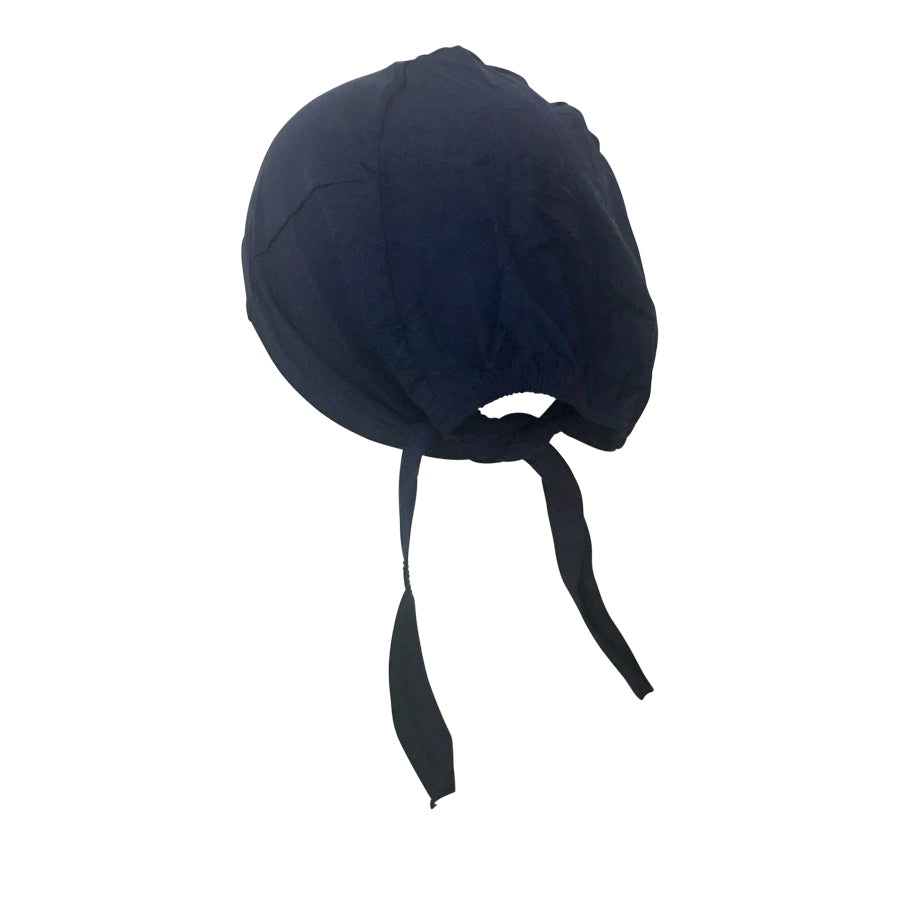 Hijab Black Tie Back Bonnet - Turlu Fabric