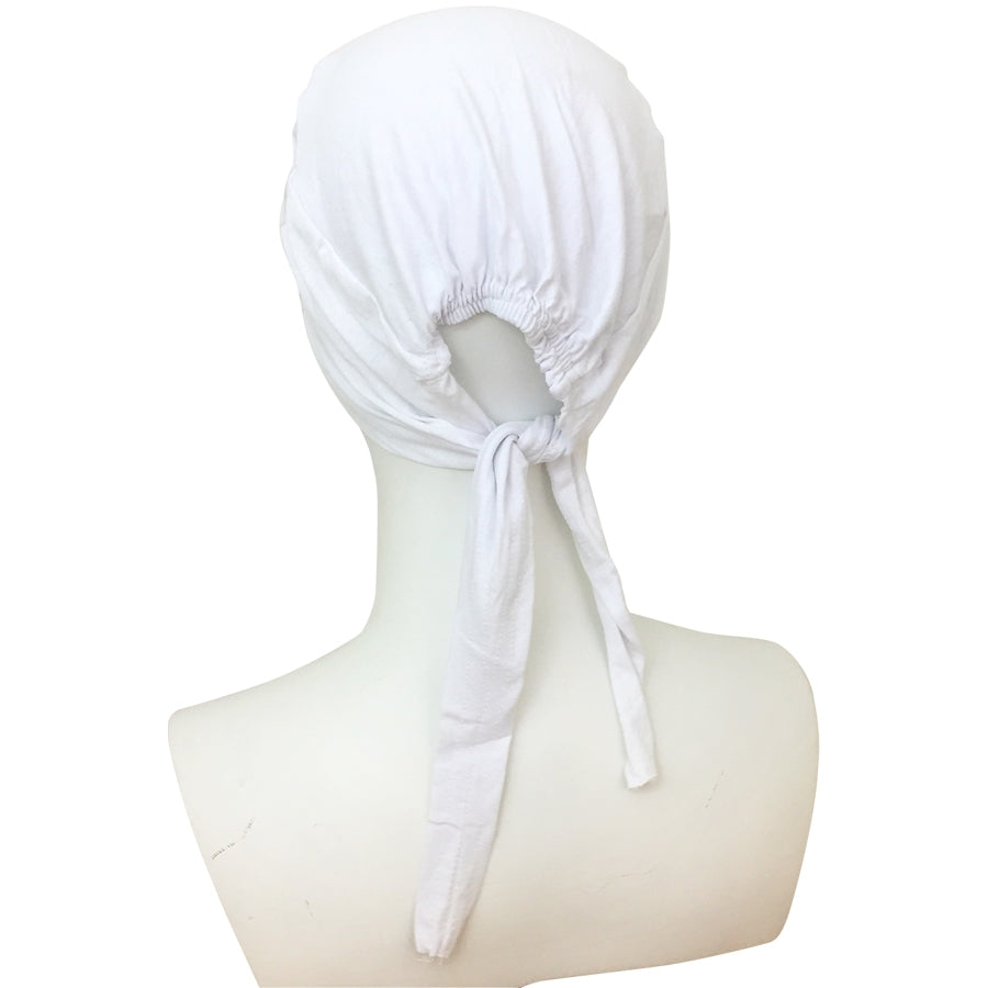 Hijab White Tie Back Bonnet - Turlu Fabric