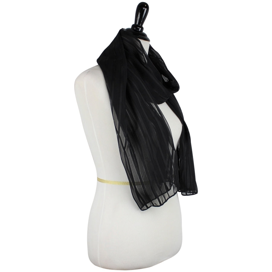 Black Chiffon with Satin Stripes Hijab