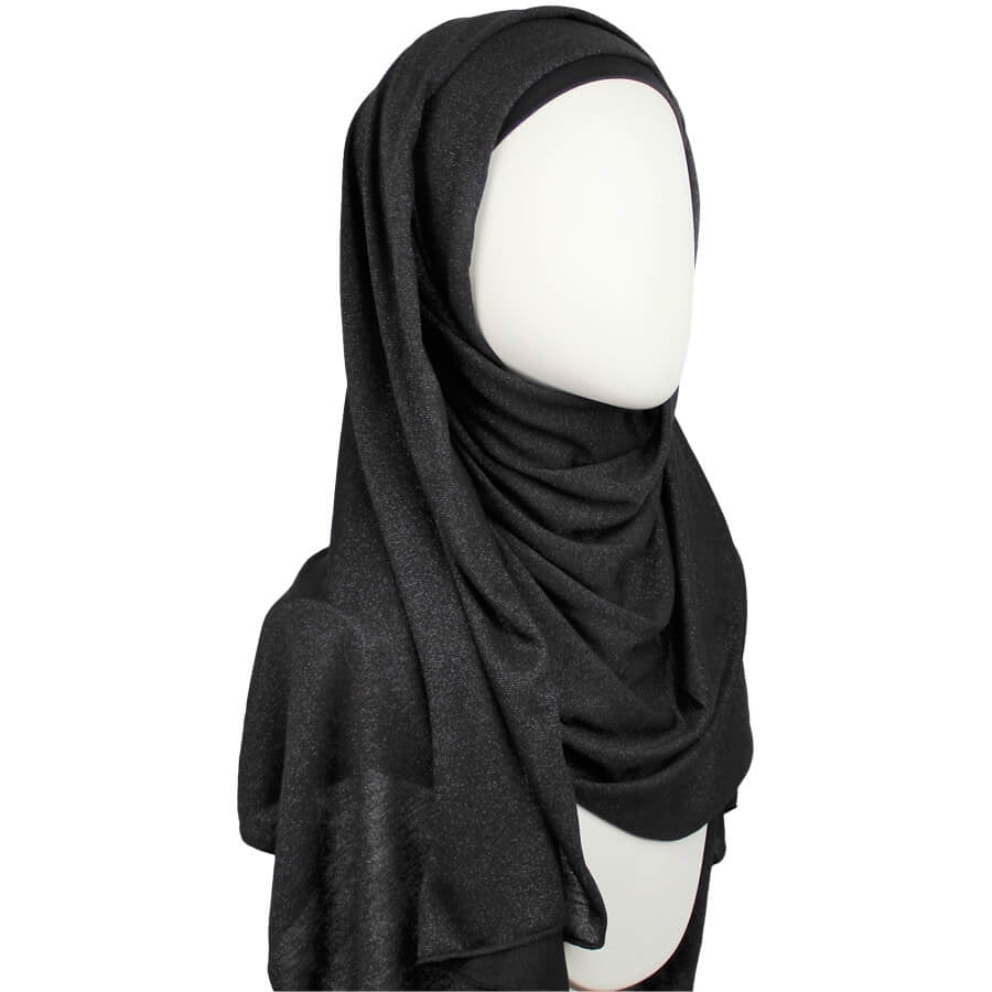 Shimmer Black Jersey Hijab with Pink Undertone