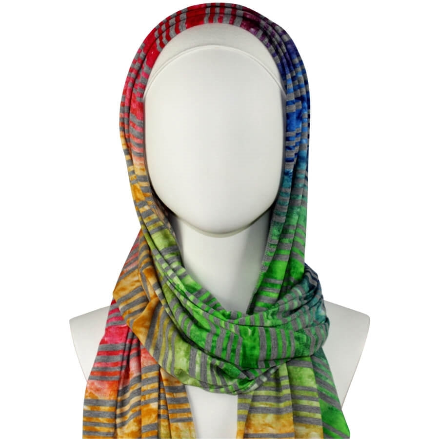 Mutli Colored Patterned Jersey Hijab - Soft & Light