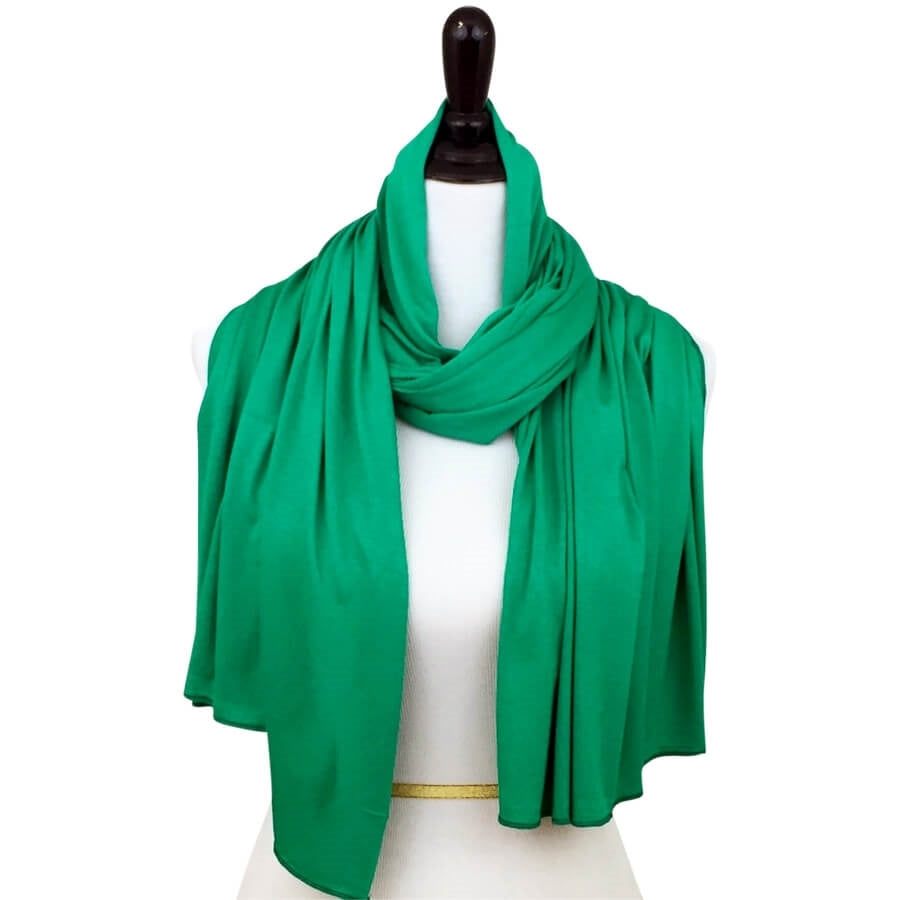 Green Comfy Chic Cotton Jersey Hijab Wrap