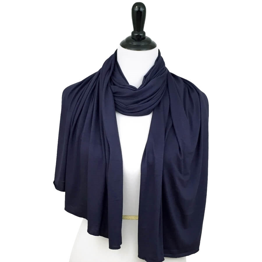 Navy Blue Comfy Chic Cotton Jersey Hijab Wrap