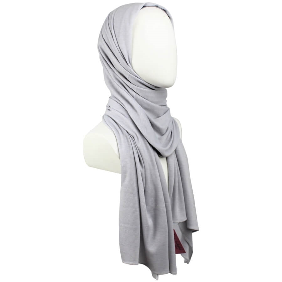 Kuwaiti Light Grey Waffle Print Hijab