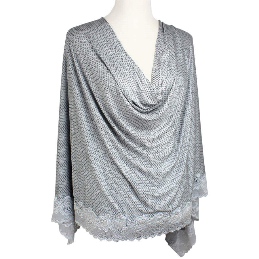 Kuwaiti Blue-Grey Hijab Lace border