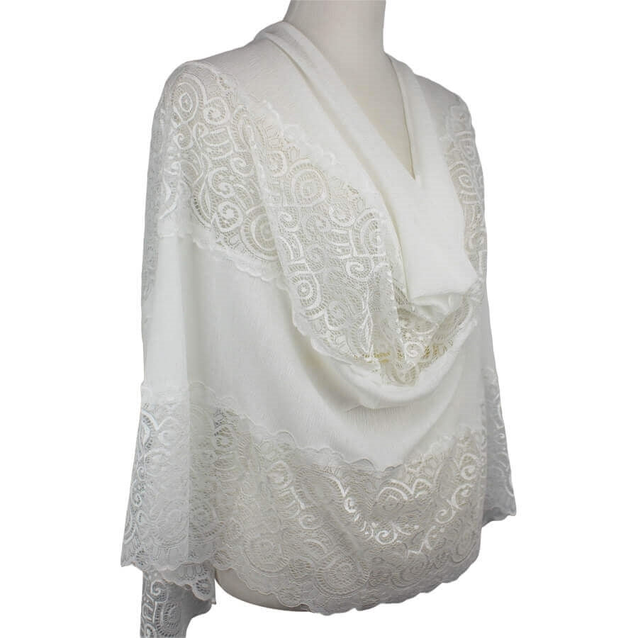 Elegance in Lace  Kuwaiti Hijab - Cream