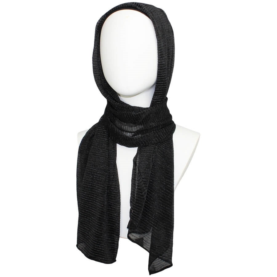 Kuwaiti Black Plissé Chiffon  Hijab