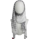 Kuwaiti Double Border  & Lace Ivory White Hijab