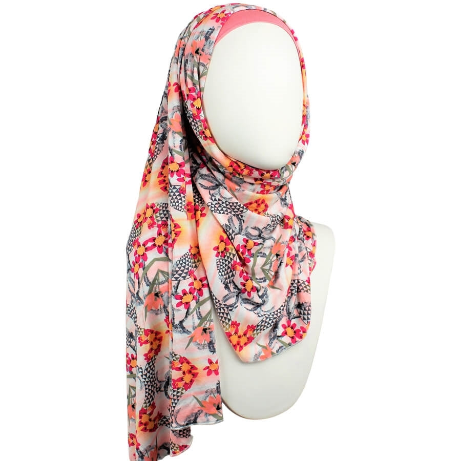 Skin Tone Enhancer Patterned Jersey Hijab