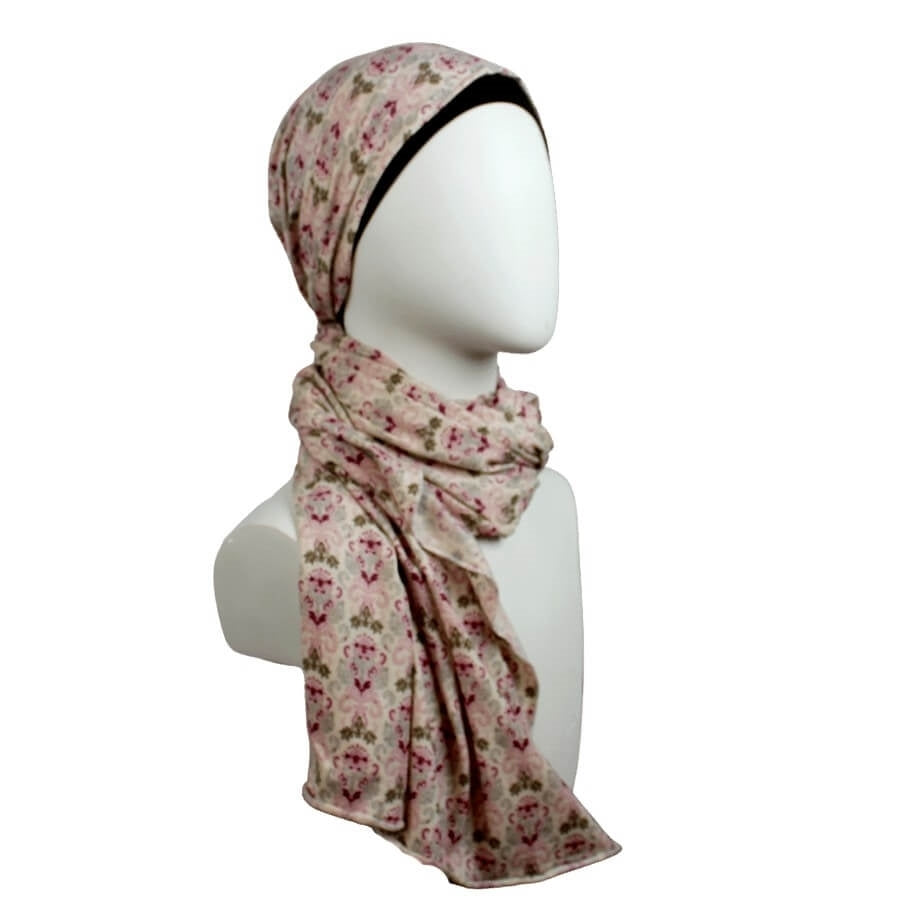 Fall Damask Patterned Jersey Hijab