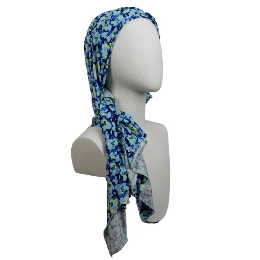 Aqua Time! Floral Patterned Jersey Hijab