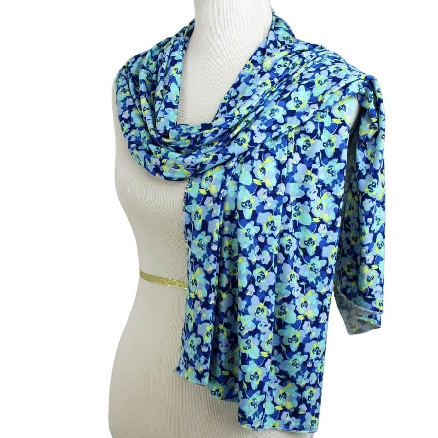 Aqua Time! Floral Patterned Jersey Hijab