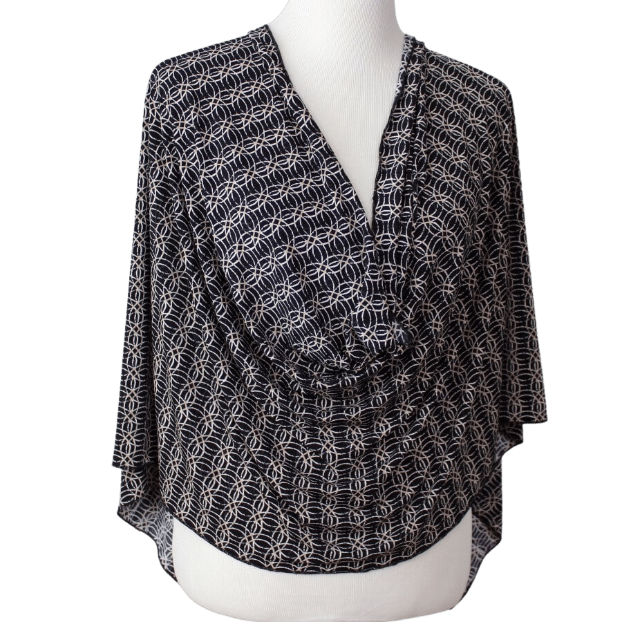 Classy Black Beige Smooth  Patterned Jersey Hijab  - Soft & Cool "Zibde Feel"