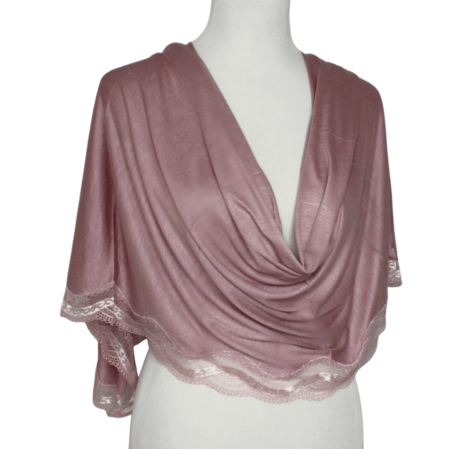 Kuwaiti Mauve Pink Neutral Hijab Lace border - NEW