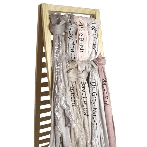 Kuwaiti Mauve Pink Neutral Hijab Lace border - NEW