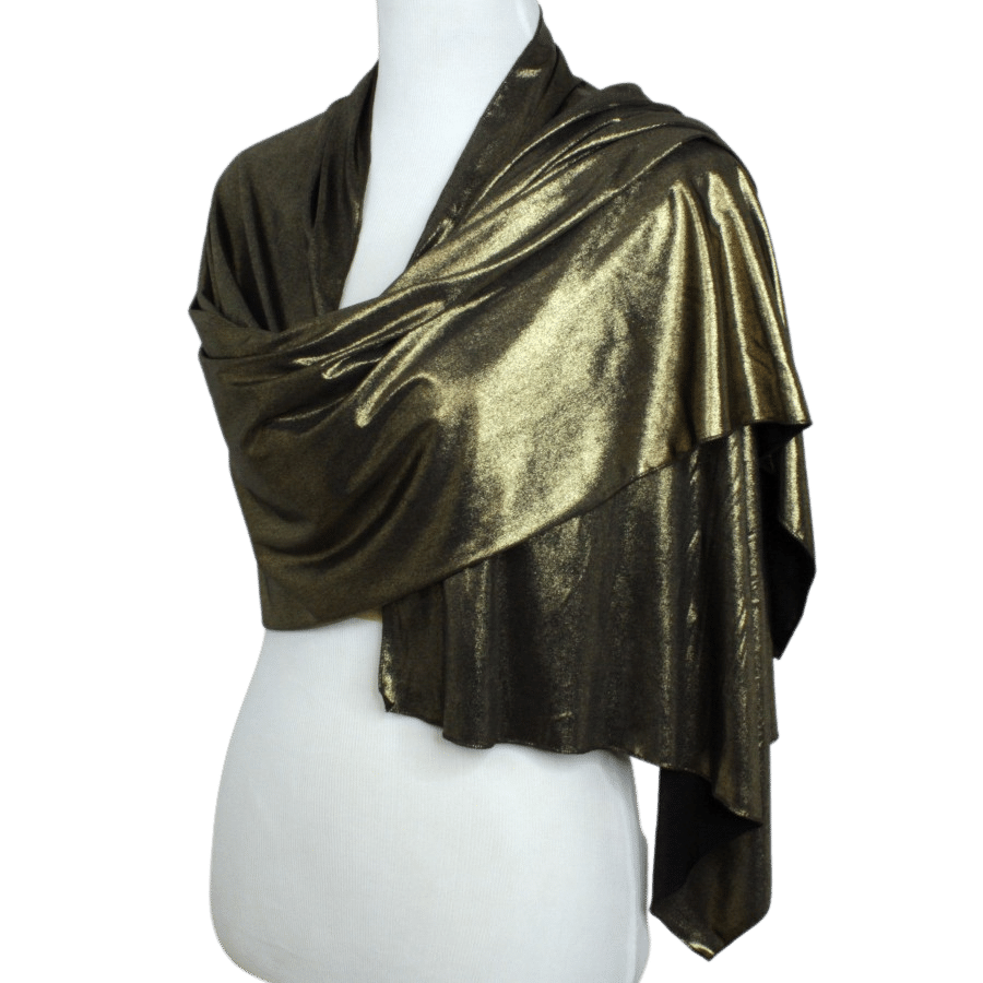 Golden Bronze Glam Smooth Foil Print Buttery Hijab  - Soft & Cool "Zibde Feel"