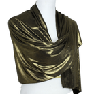 Golden Bronze Glam Smooth Foil Print Buttery Hijab  - Soft & Cool "Zibde Feel"