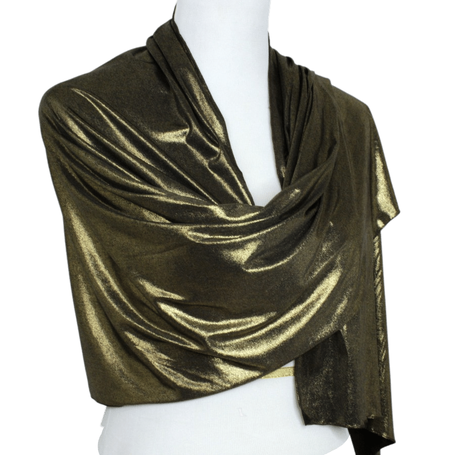 Golden Bronze Glam Smooth Foil Print Buttery Hijab  - Soft & Cool "Zibde Feel"