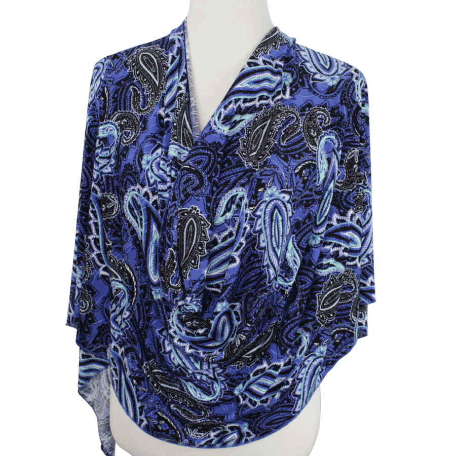 Royal Blue Paisley Print Smooth Patterned Jersey Hijab  - Soft & Cool "Zibde Feel"