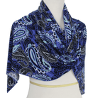 Royal Blue Paisley Print Smooth Patterned Jersey Hijab  - Soft & Cool "Zibde Feel"