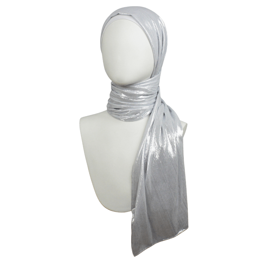 Silver Glam Smooth Foil Print Hijab  - Soft & Cool "Zibde Feel"