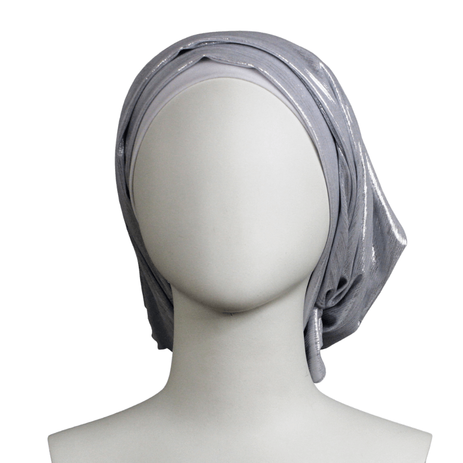 Silver Glam Smooth Foil Print Hijab  - Soft & Cool "Zibde Feel"