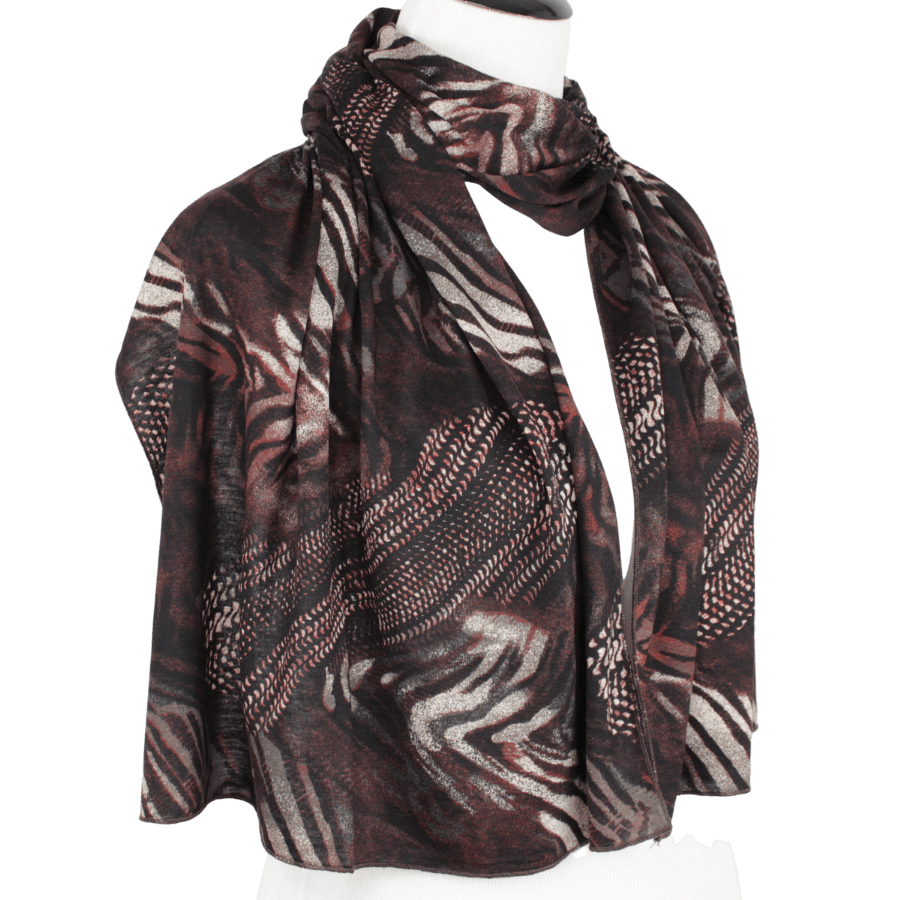 Elegance in Chocolote Brown Patterned Jersey Hijab!