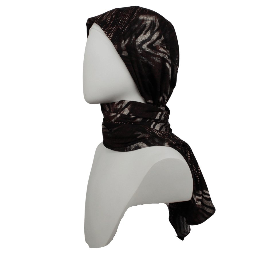 Elegance in Chocolote Brown Patterned Jersey Hijab!