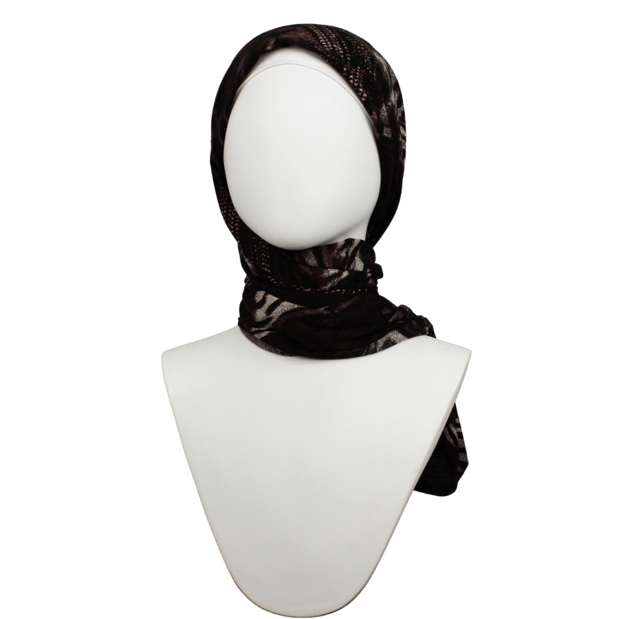 Elegance in Chocolote Brown Patterned Jersey Hijab!