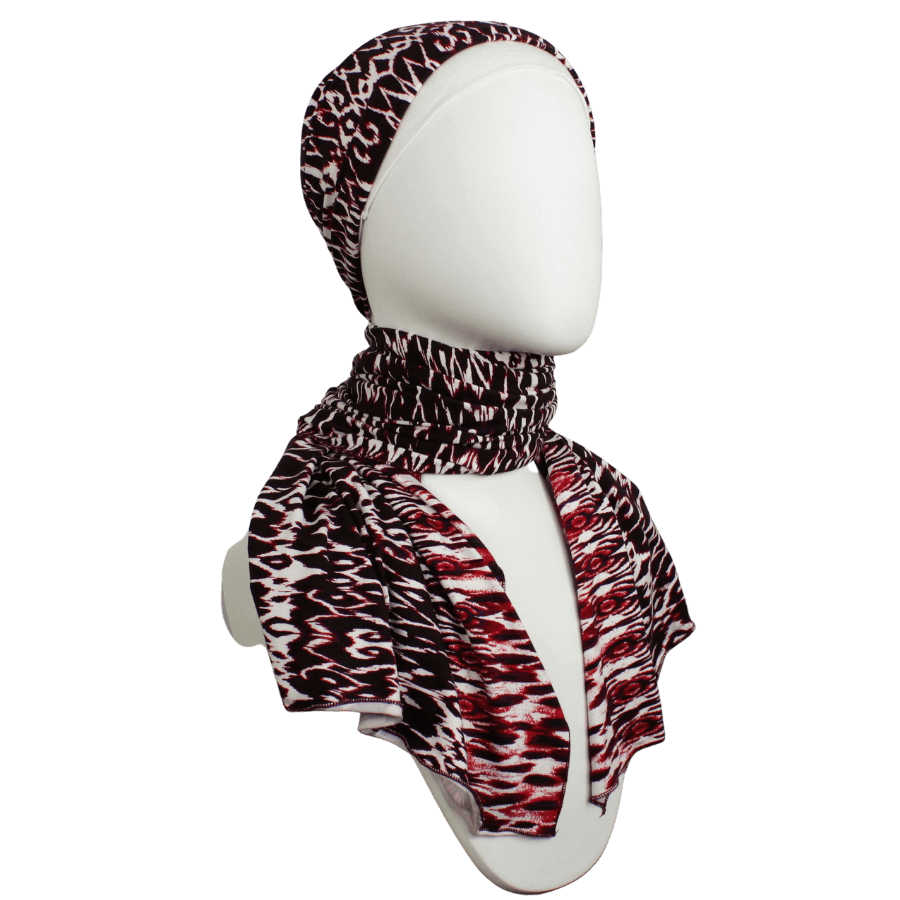 Elegance in Maroon  Patterned Jersey Hijab!