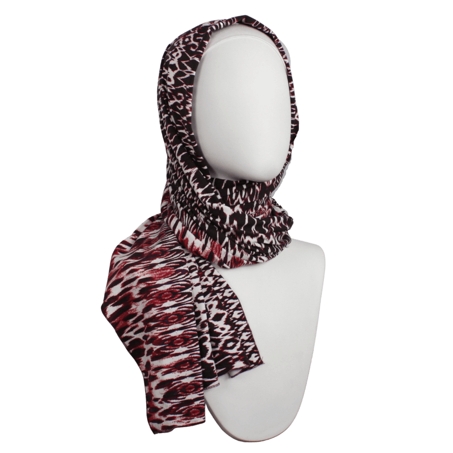 Elegance in Maroon  Patterned Jersey Hijab!