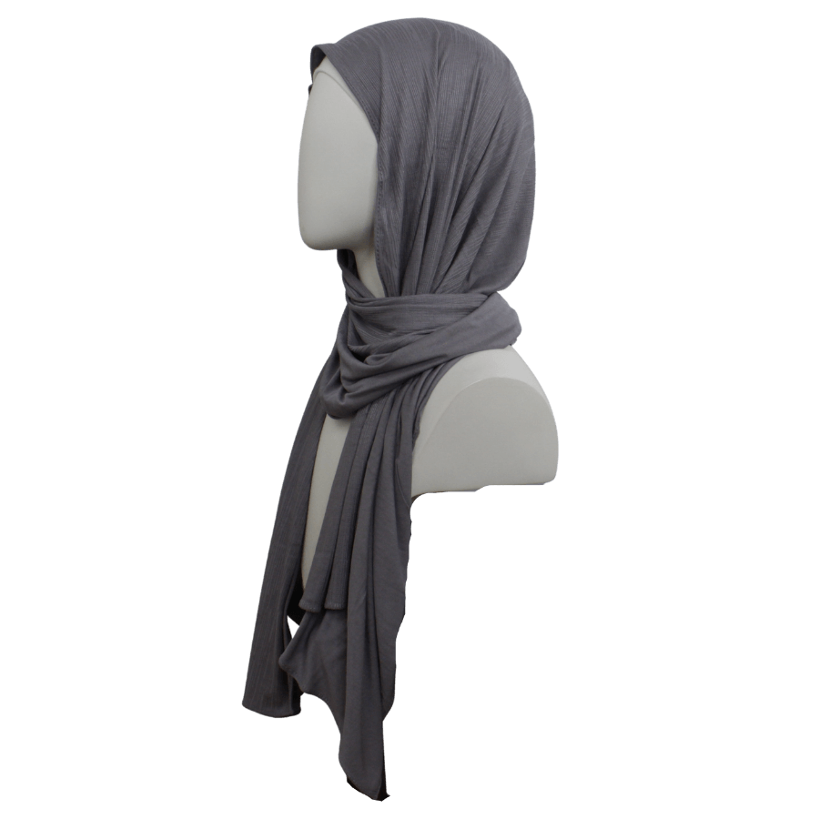 Double Bordered All in One Kuwaiti Hijab - Grey - NEW