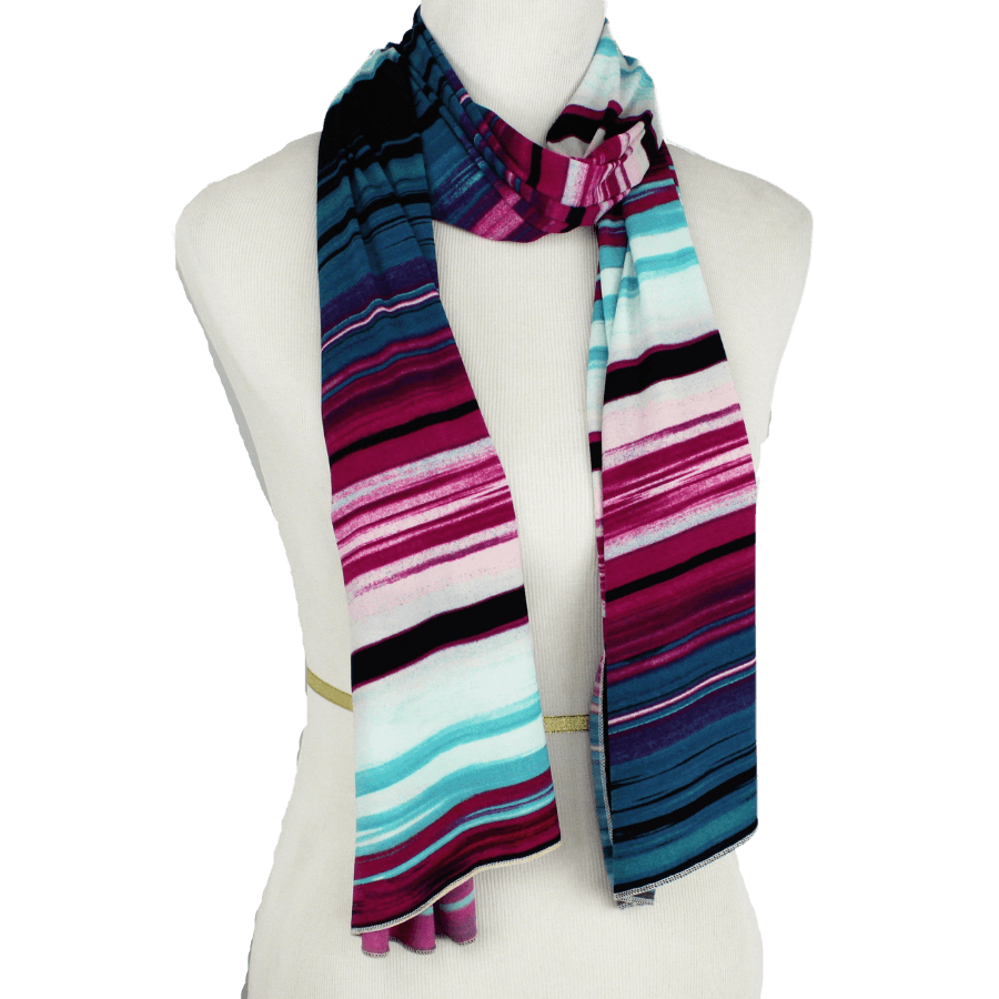 A Burst of Joyful Stripes Smooth  Patterned Jersey Hijab  - Soft & Cool "Zibde Feel"