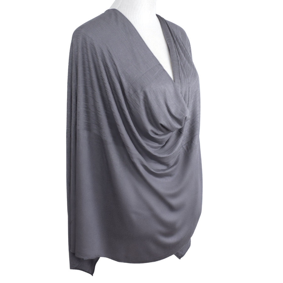 Double Bordered All in One Kuwaiti Hijab - Grey - NEW