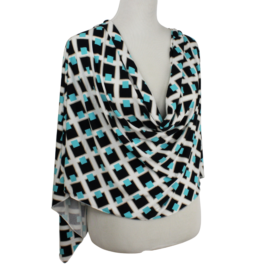 Geo Abstract in Blue Black Patterned Jersey Hijab