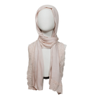 Embellished Lace Bordered Kuwaiti Hijab - Basic Peach-y Neutral Hijab - NEW