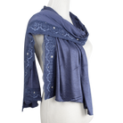 Embellished Lace Bordered Kuwaiti Hijab - Navy Blue Hijab - NEW