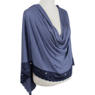 Embellished Lace Bordered Kuwaiti Hijab - Navy Blue Dark Border Hijab - NEW