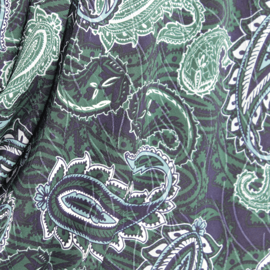 Green Navy Paisley Smooth Patterned Jersey Hijab  - Soft & Cool "Zibde Feel" - NEW