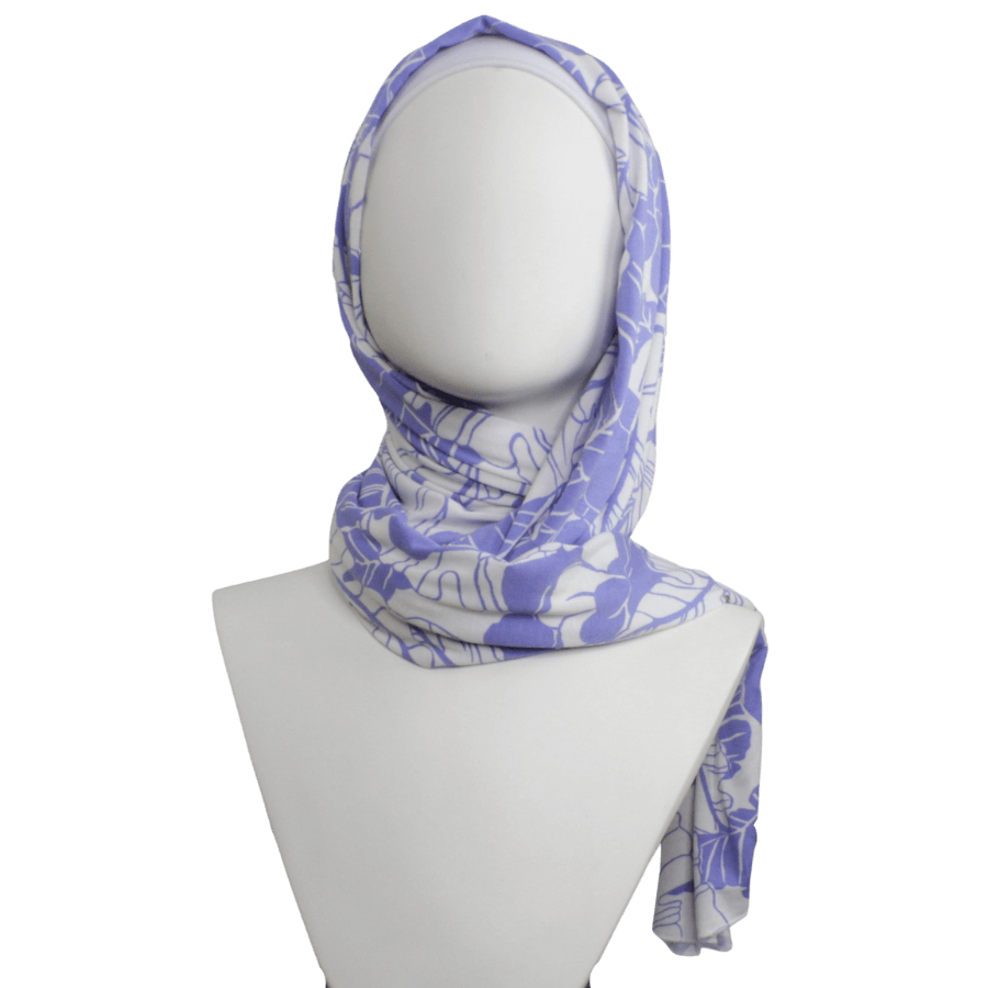 Lilac Elegance Patterned Jersey Hijab  - NEW
