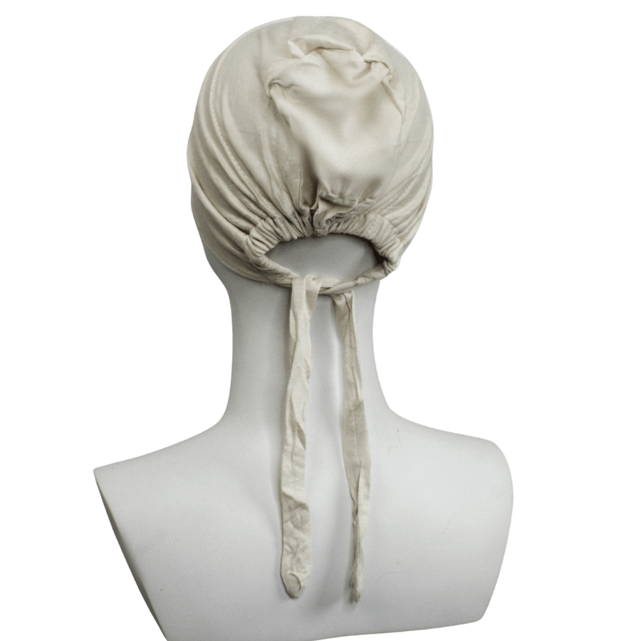 Off-White Tie-Back Hijab Cap - NEW