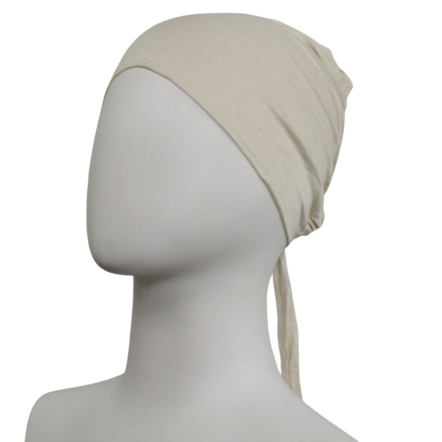 Off-White Tie-Back Hijab Cap - NEW