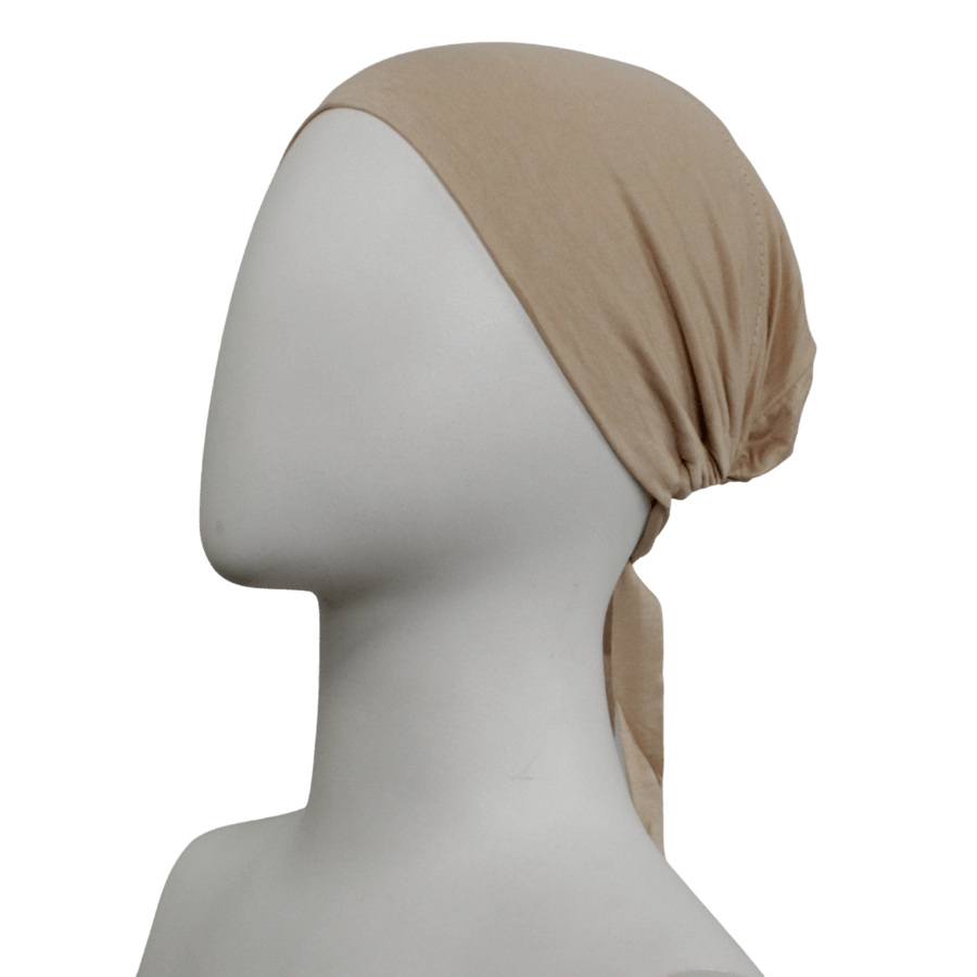 Beige  Tie-Back Hijab Cap - NEW