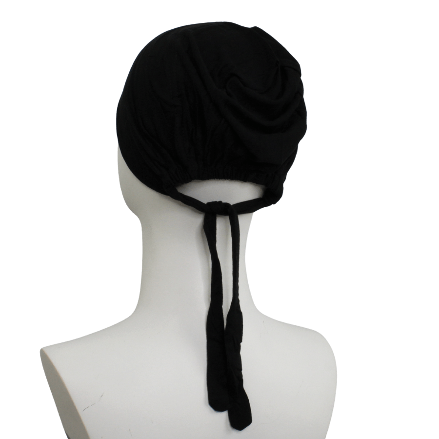 Black Tie-Back Hijab Cap - NEW