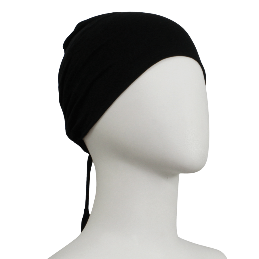 Black Tie-Back Hijab Cap - NEW