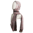 Grey Pink Floral Double Bordered Chiffon Hijab - New