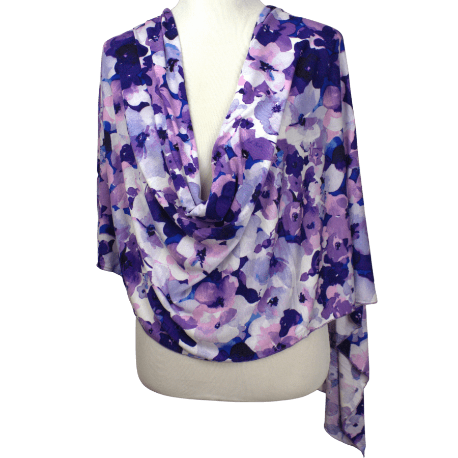 A Breath of Lilac Blossom Patterned Jersey Hijab  - NEW